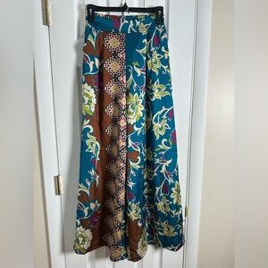 Blue and Brown Wide Leg pants with Elegant Design